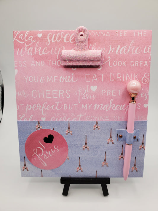 7x8 Clipboard with Pocket & Pearl Top Pen