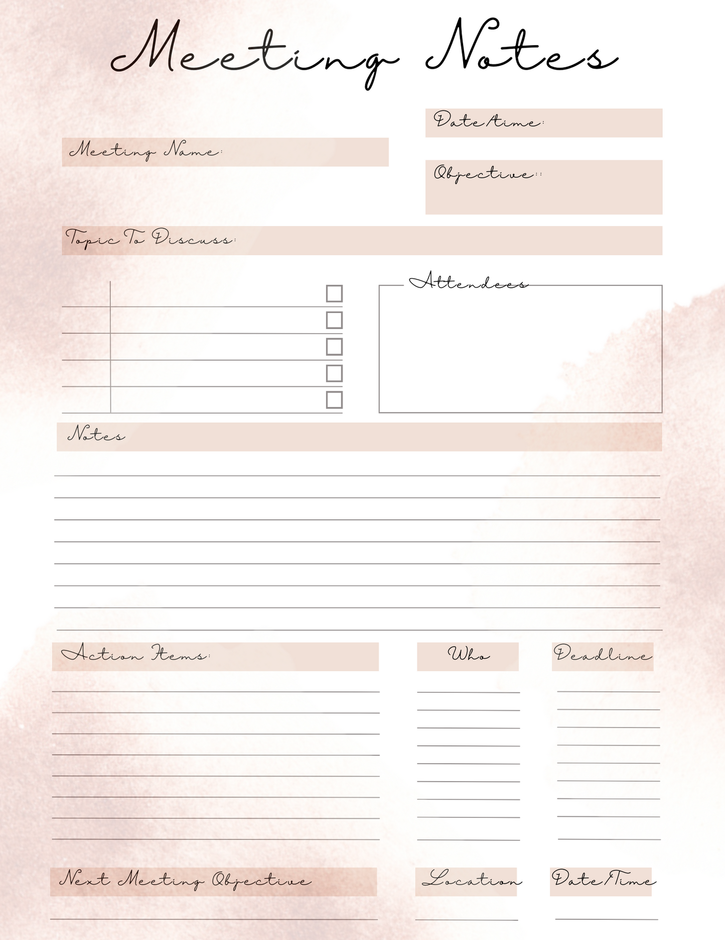 Meeting Notes Planner