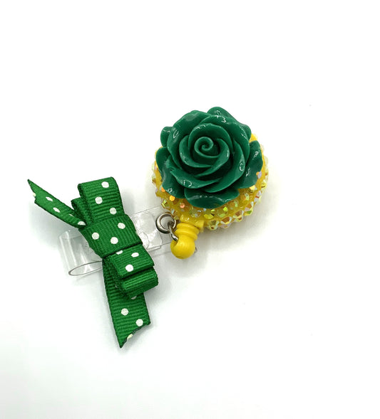 Green Rose Badge Holder